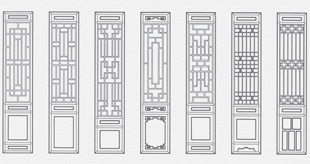 西和常用中式仿古花窗图案隔断设计图